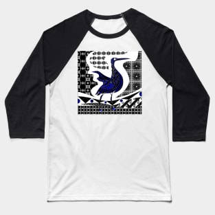 blue heron agami bird in black talavera patterns in mexican wallpaper ecopop Baseball T-Shirt